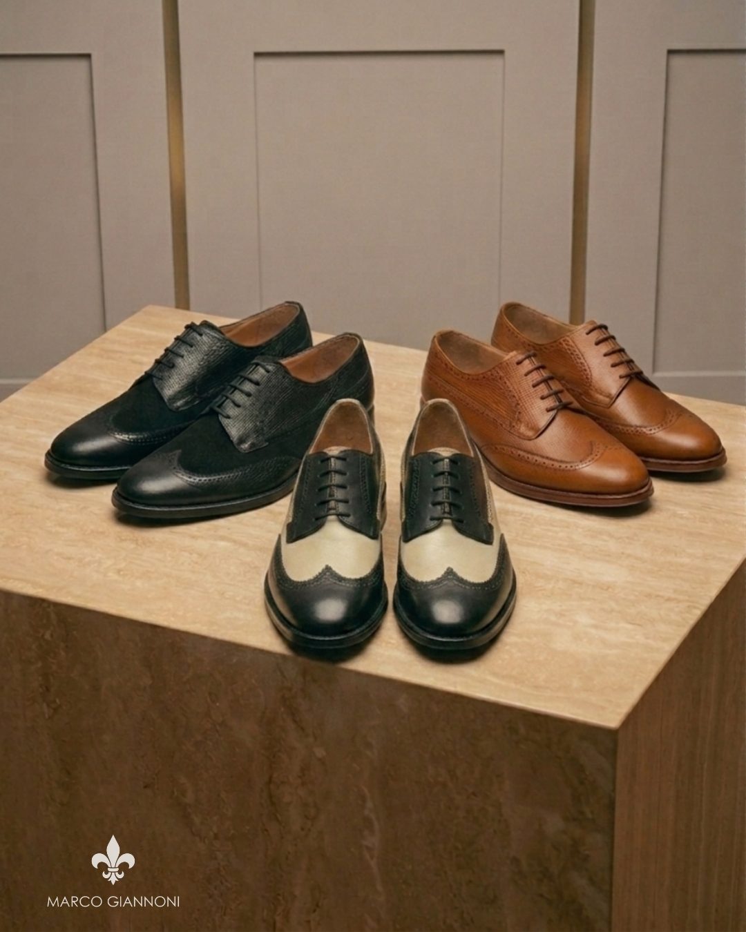 Derby wingtip de mujer en cuero